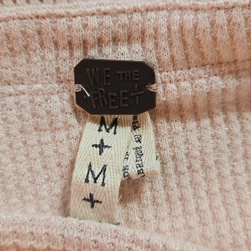 Free People We the Free Blossom Thermal Long Sleeve Floral Beige Mustard Yellow - Picture 5 of 6